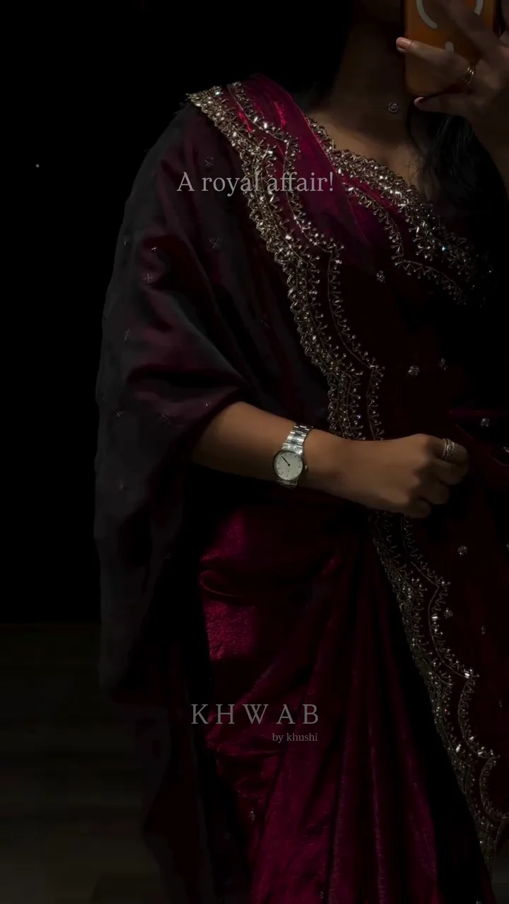 Rich Maroon Saree with Embellished Border