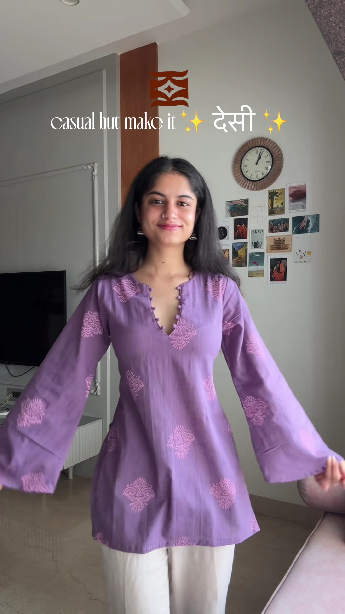 Lavender Printed Kurta