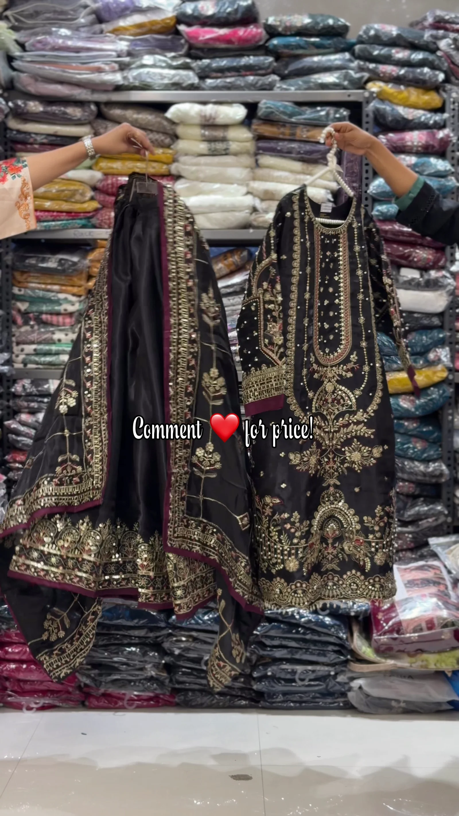 Black Embroidered Suit with Matching Dupatta