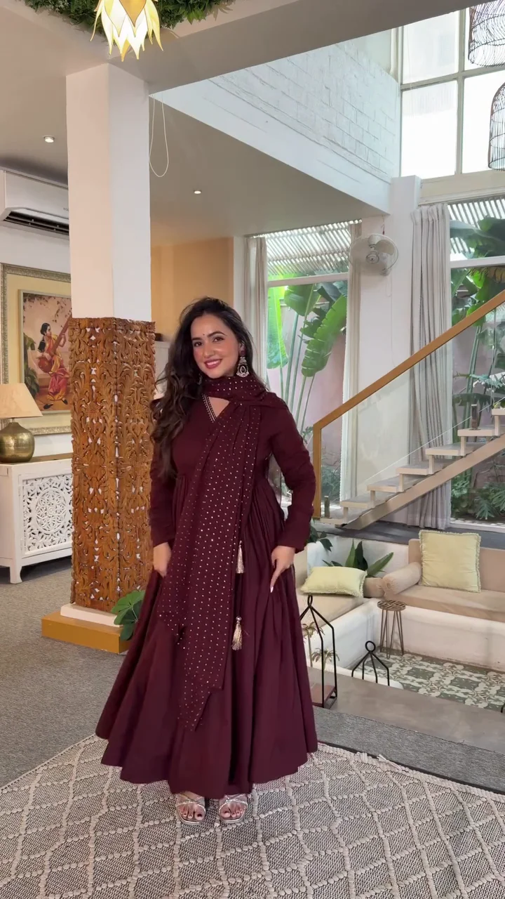 Maroon Embroidered Kurta Sharara Set