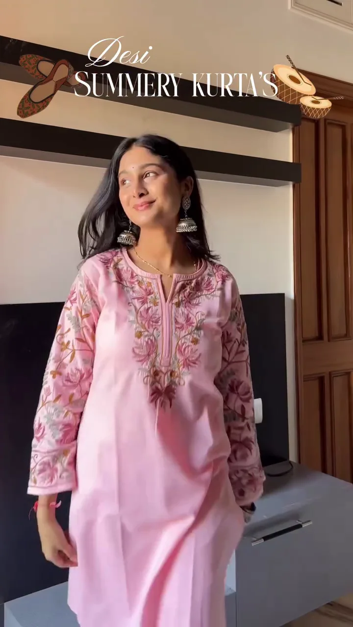 Pink Embroidered Summer Kurta
