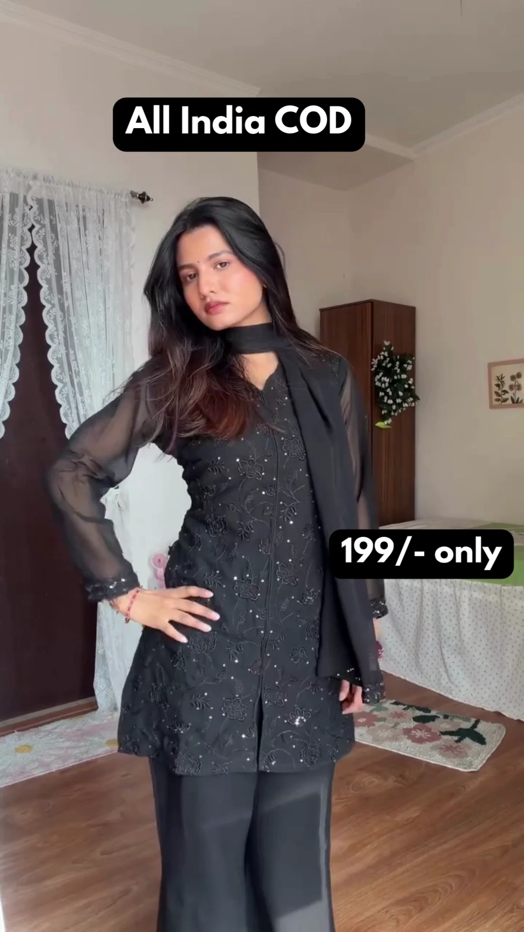 Black Embroidered Suit Set