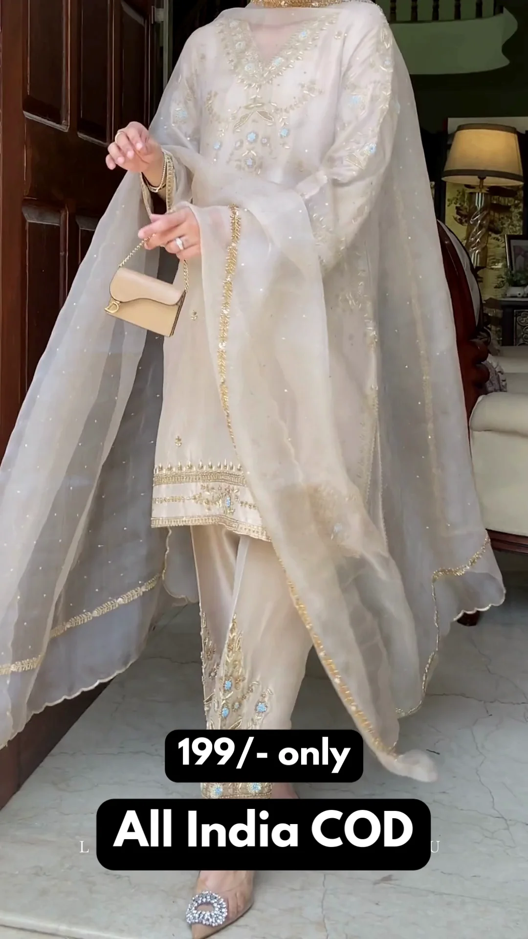 Champagne Gold Luxury Embroidered Set