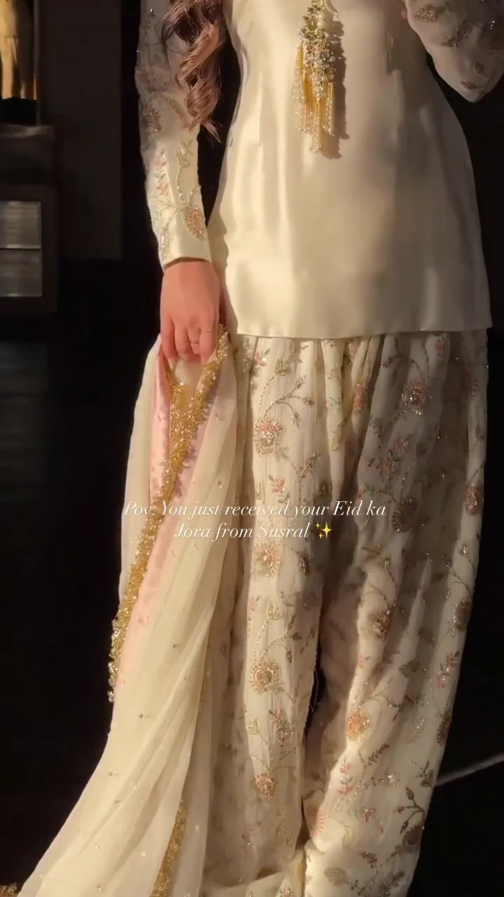 Pastel Cream Festive Sharara Set