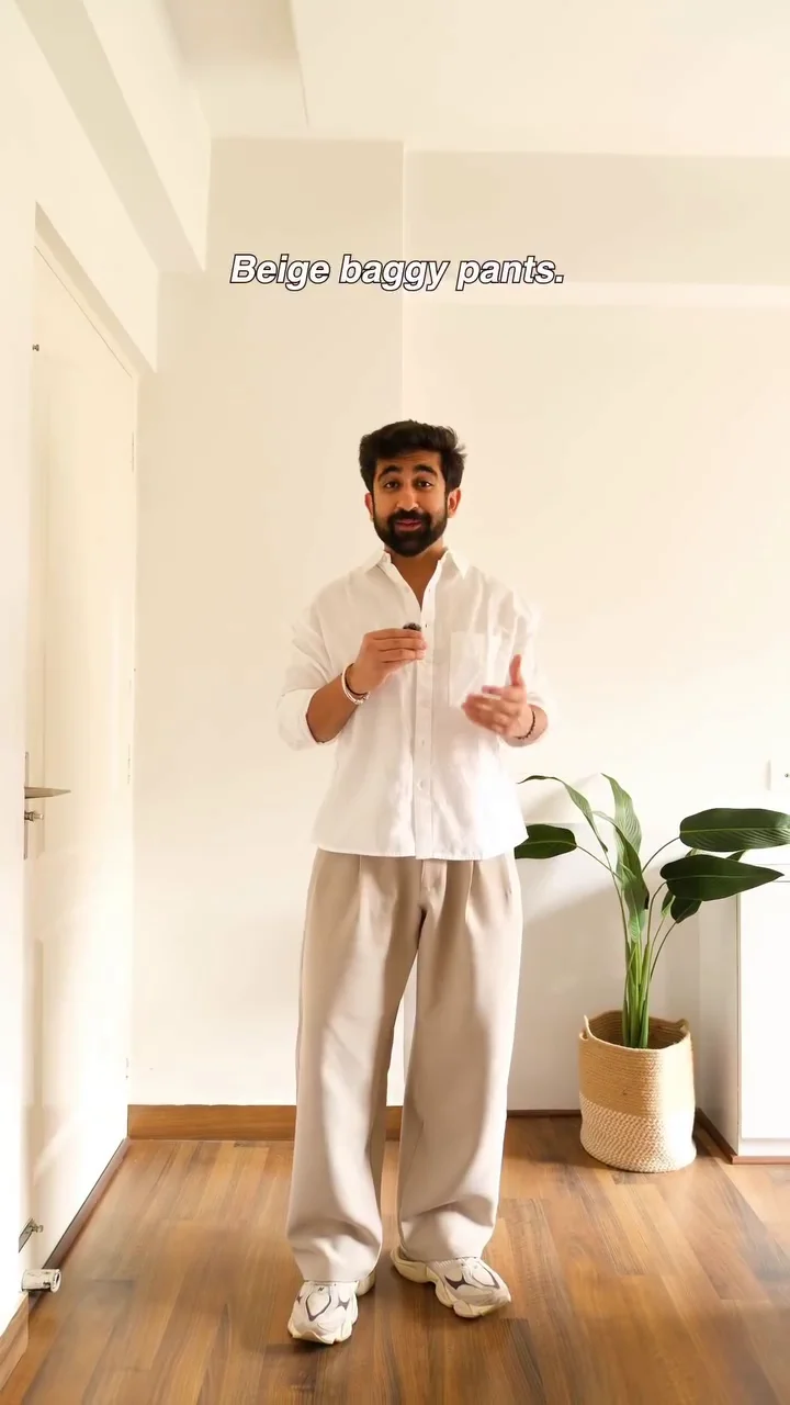Comfort Fit Beige Baggy Pants for Modern Street Style