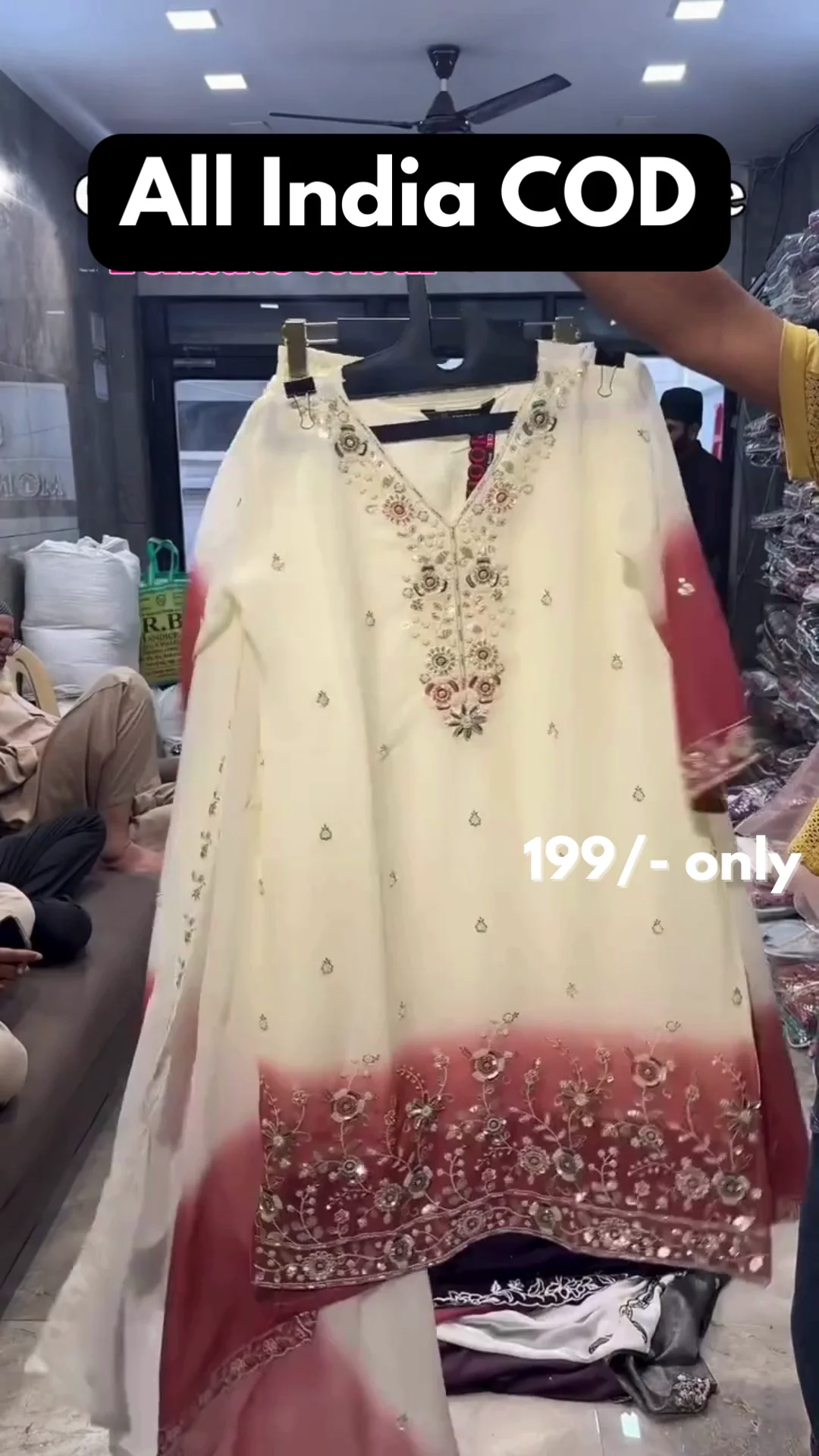 Ivory Embroidered Kurta Set with Designer Dupatta