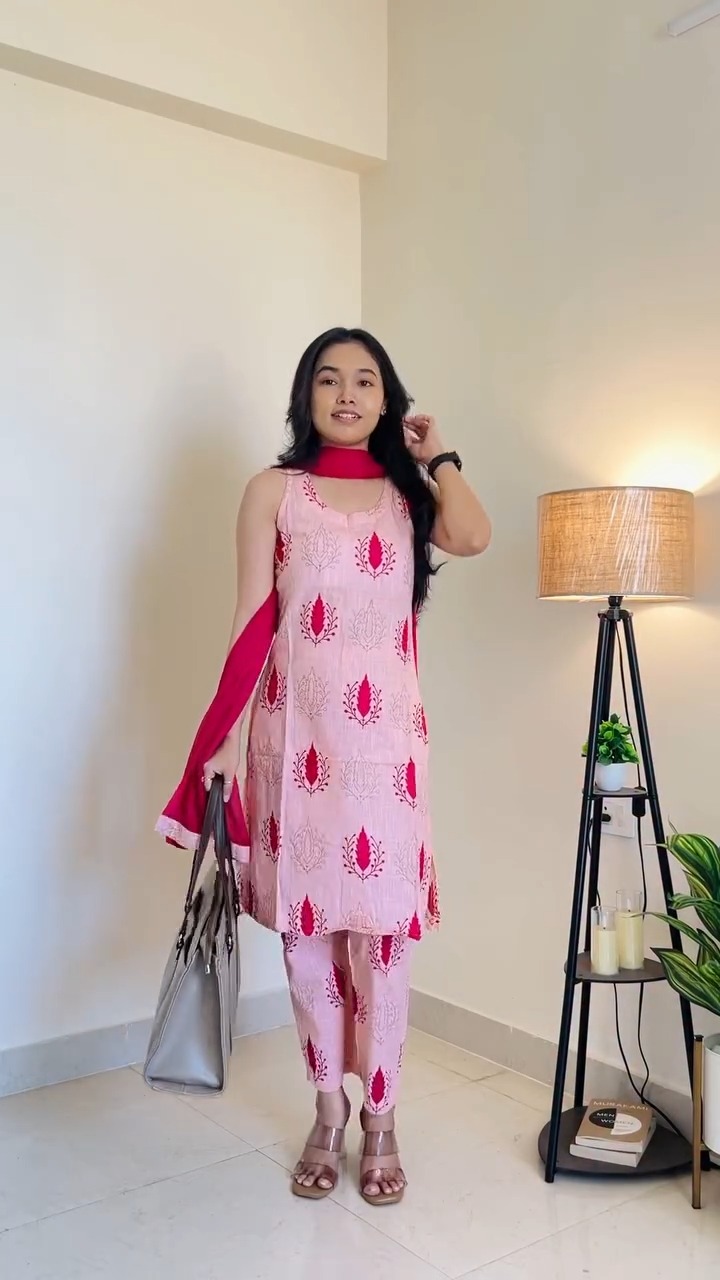 Pink Printed Kurta Set